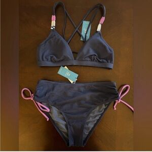 Cupshe Navy and Pink Bikini Set